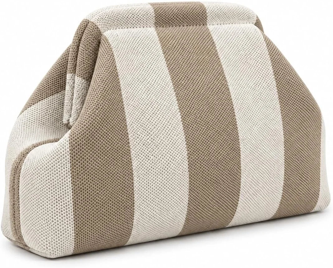 Wide-Opening Striped Knit Clutch for Makeup and Daily Essentials — view 9