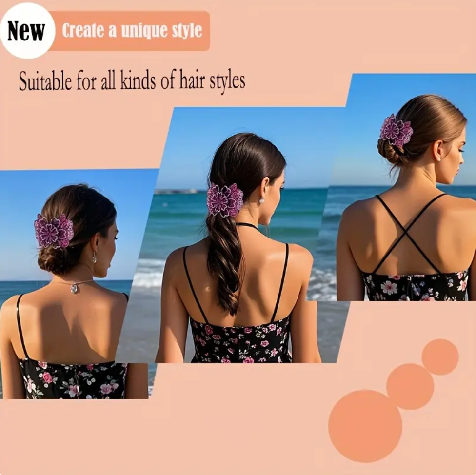 Vintage Crystal Flower Hair Clips – Set of 3