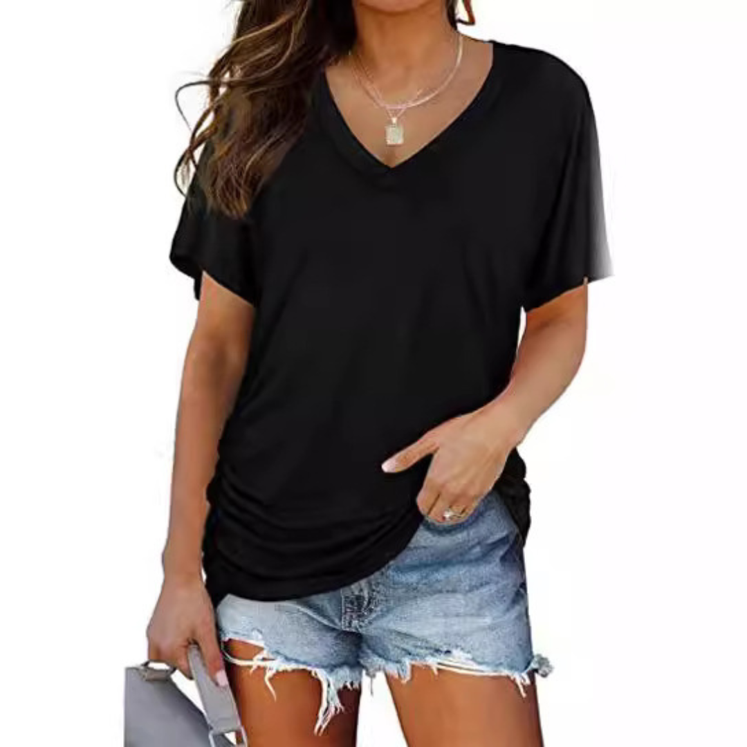 Slimetica - Classic V-Neck Loose Fit Shirt