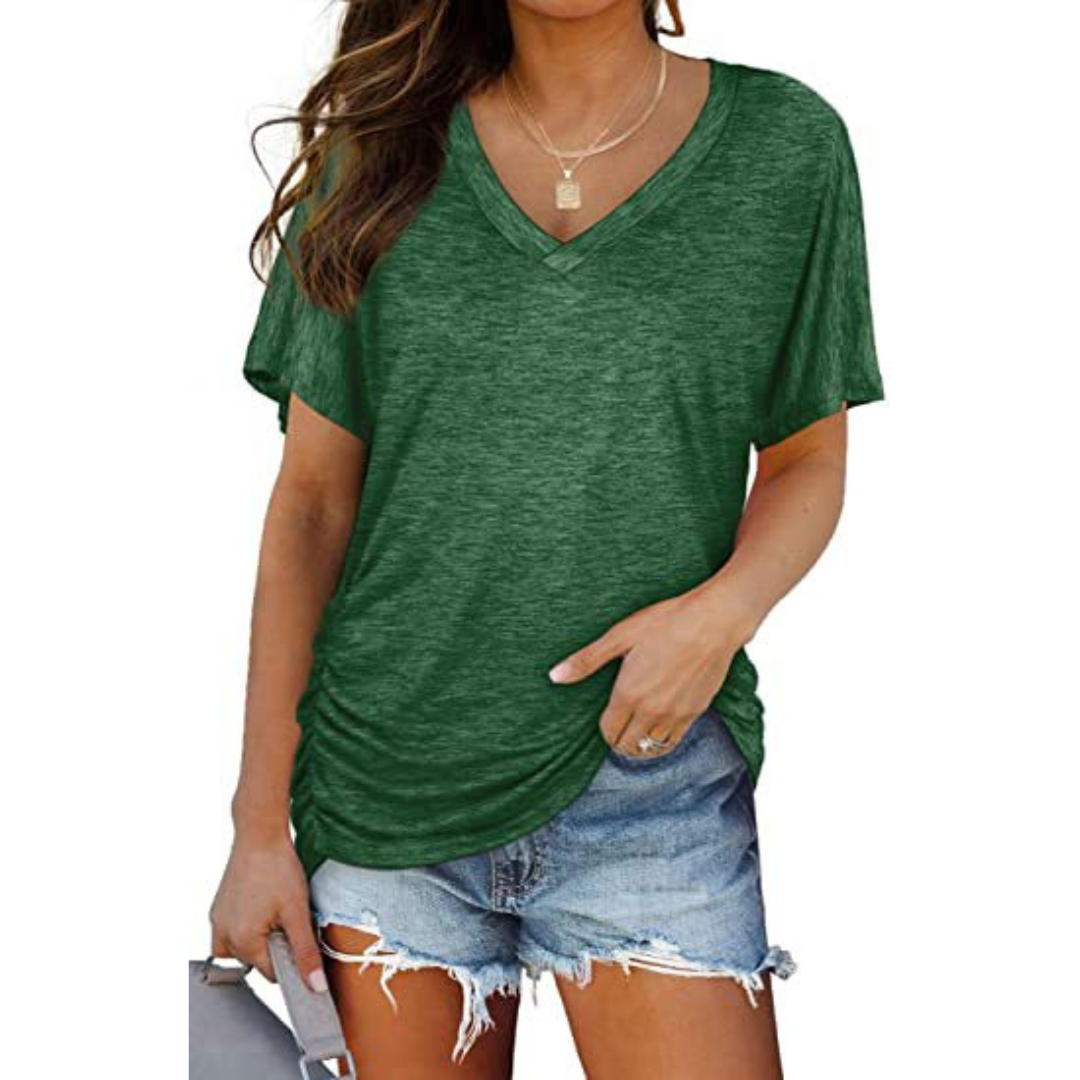 Slimetica - Classic V-Neck Loose Fit Shirt