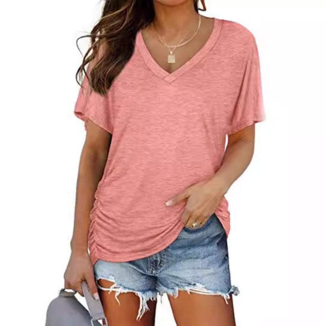 Slimetica - Classic V-Neck Loose Fit Shirt