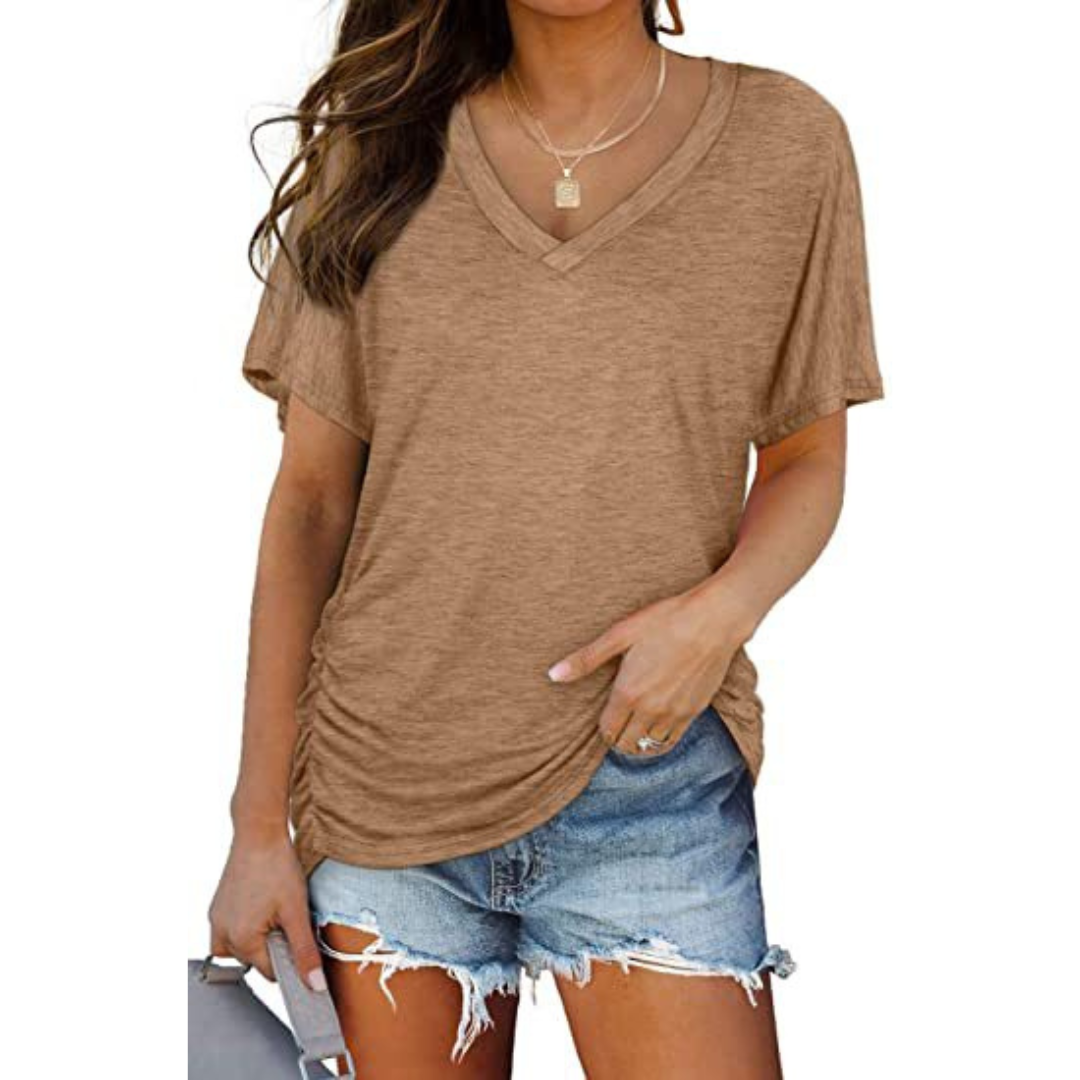 Slimetica - Classic V-Neck Loose Fit Shirt