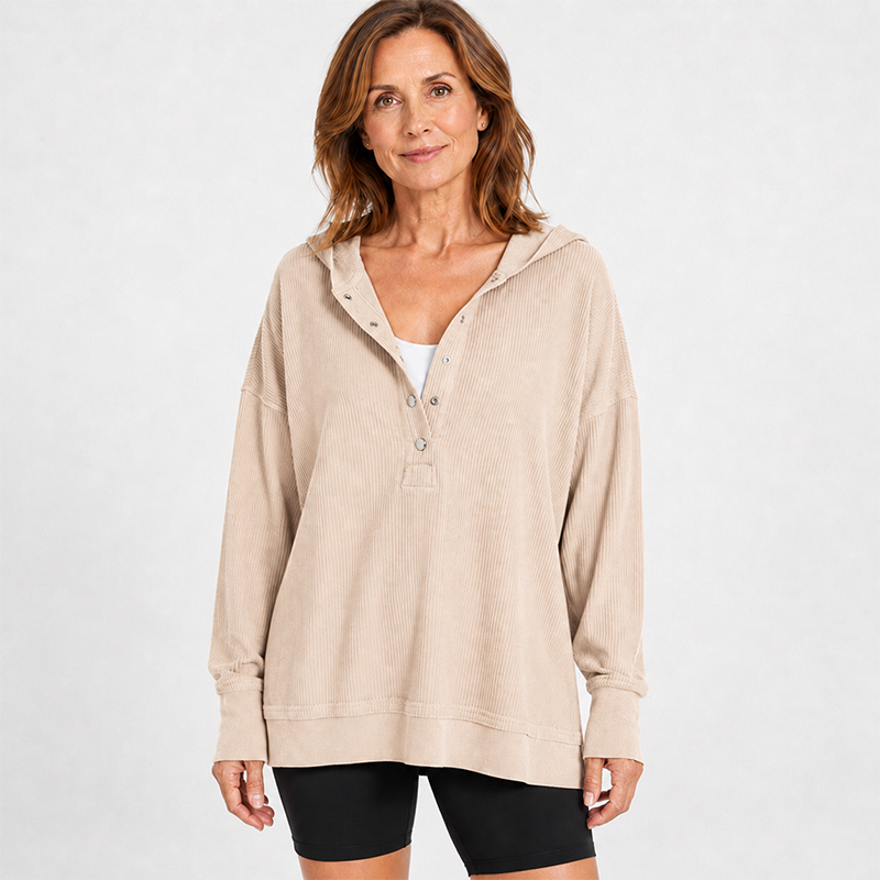 Women’s Flocked Long-Sleeve Hooded Sweatshirt