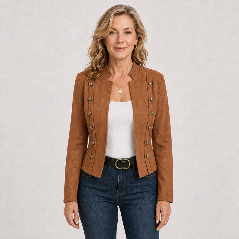 Women’s Double-Breasted Military-Inspired Casual Jacket