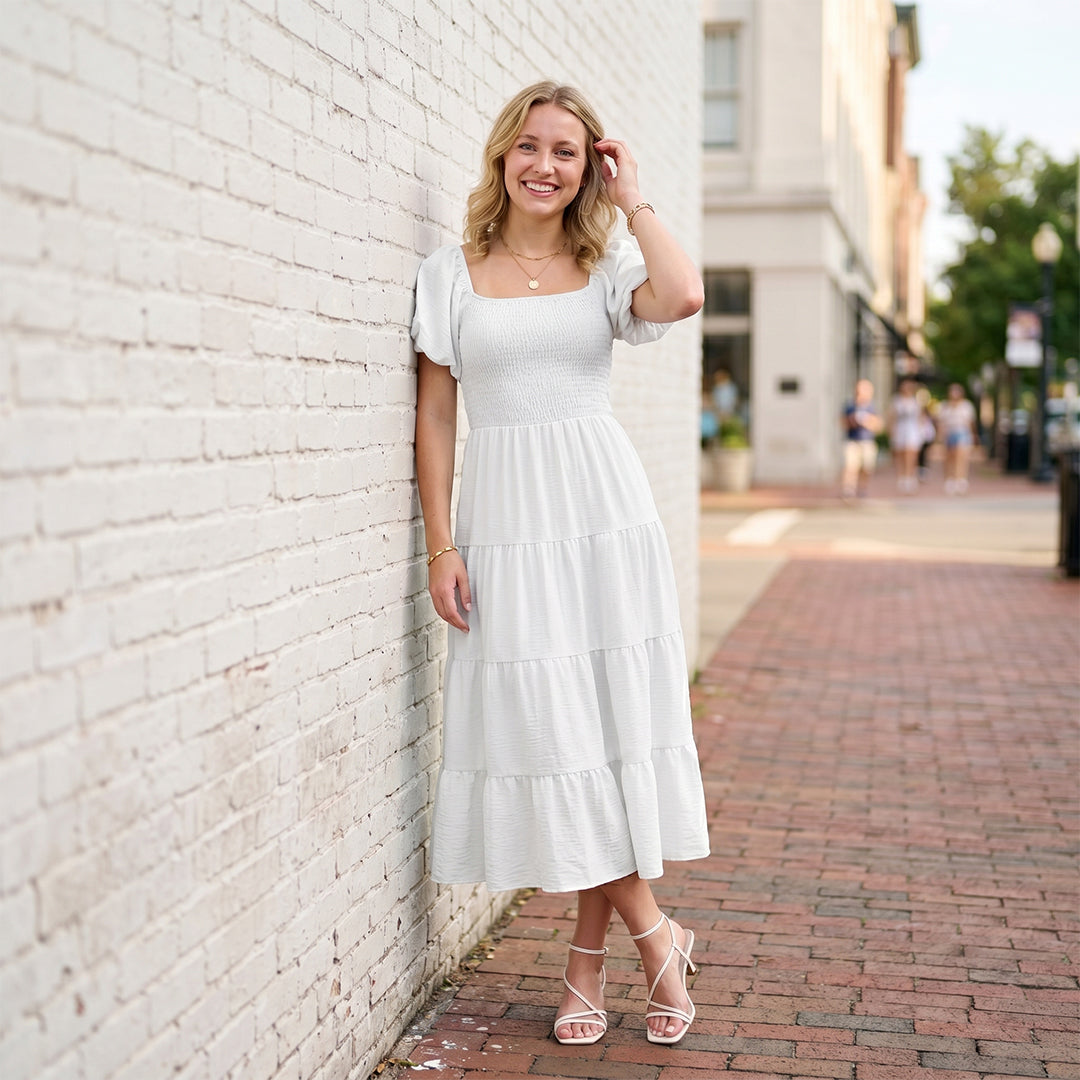 Backless Puff Sleeve Ruched Dress