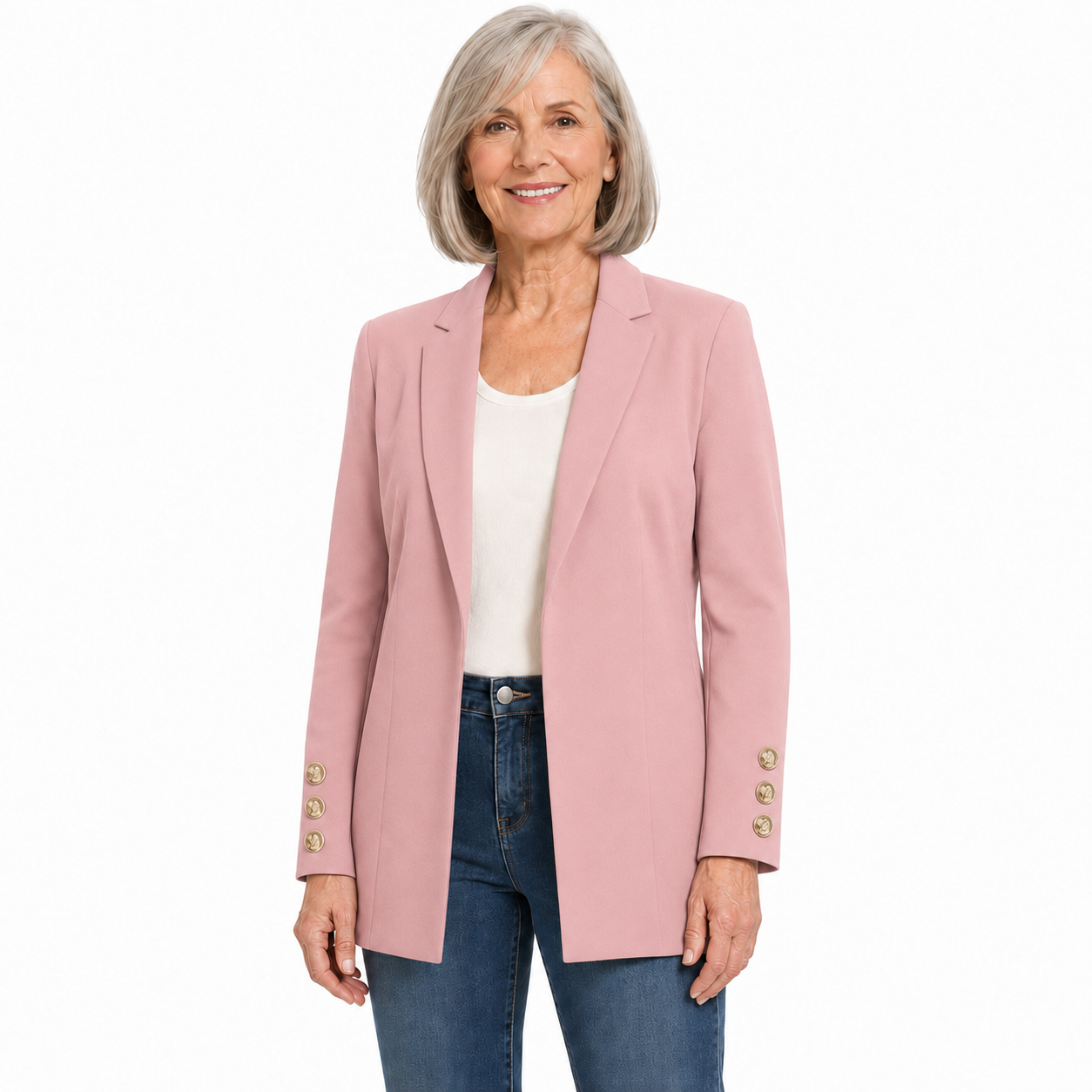 Women's Single-Button Ruched Sleeve Blazer