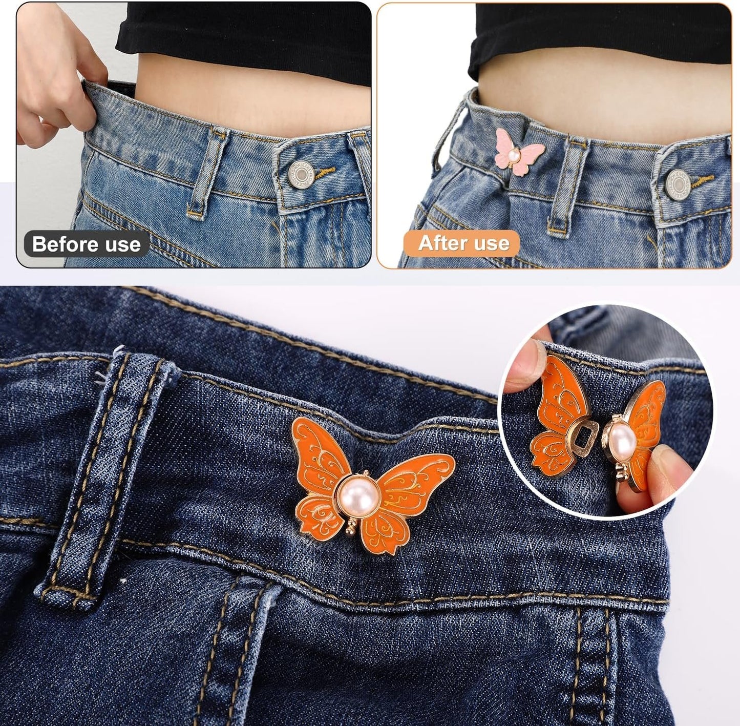 🔥4Pcs Butterfly Pants Waist Tightener