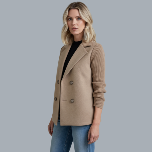 Slimetica | Soft-Knit Sleeve Tailored Sweater Blazer - Slimming & Cozy