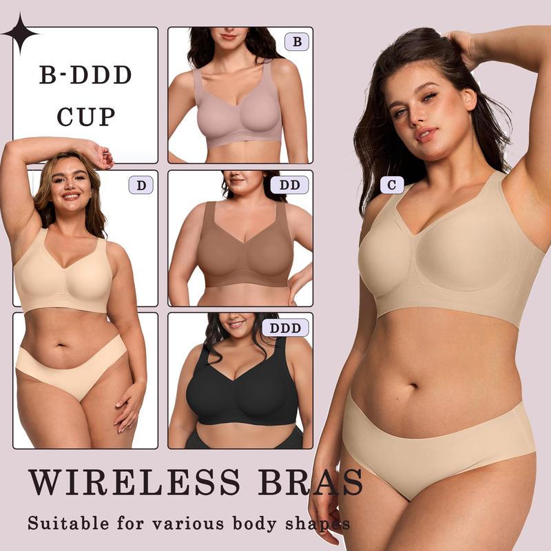💗LAST DAY SALE 50% OFF⚡50K+ SOLD💕 Jelly Wireless Womens Comfortable Wireless Bras Push Up Bralettes Seamless Tshirts Bras Deep V Everyday Bras