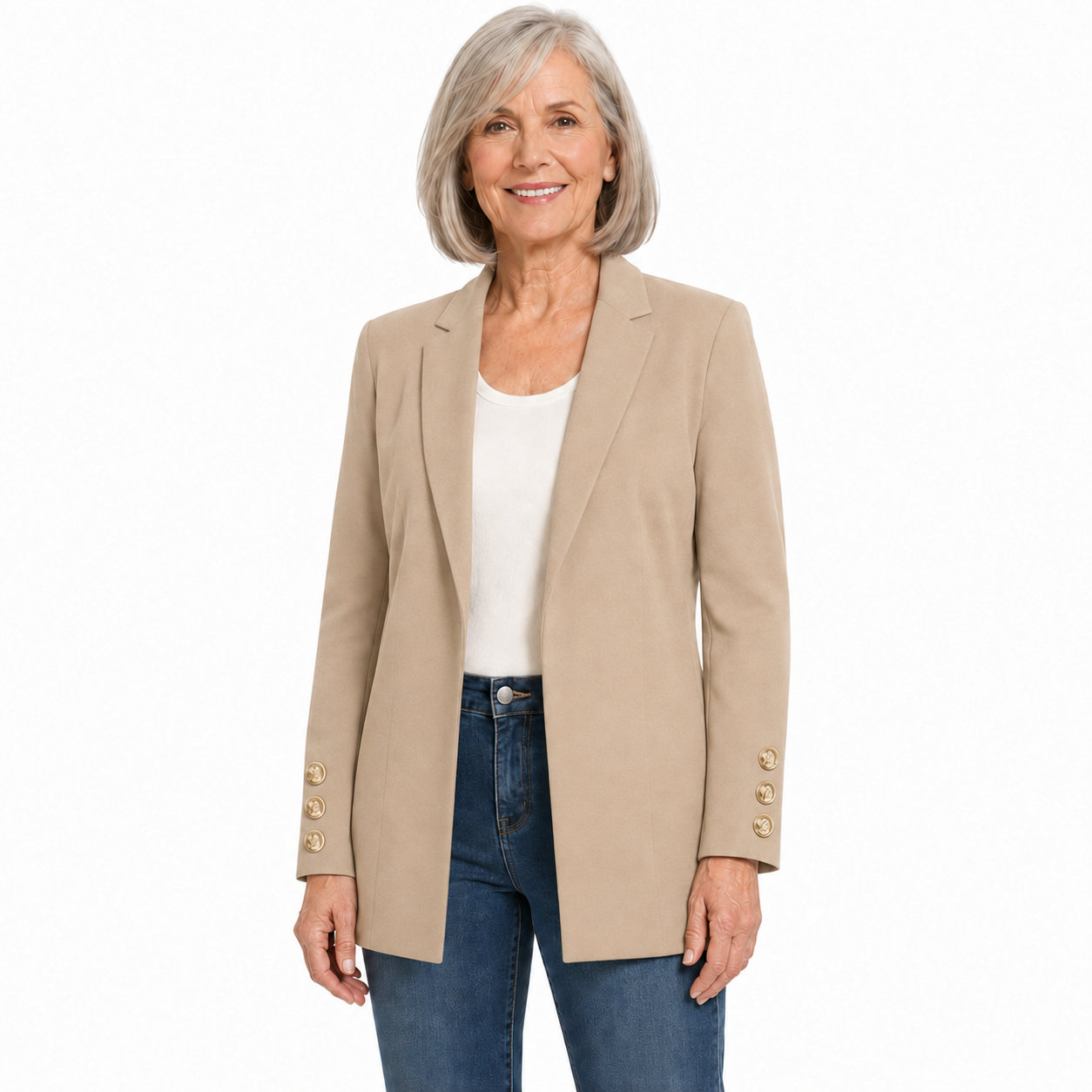 Women's Single-Button Ruched Sleeve Blazer
