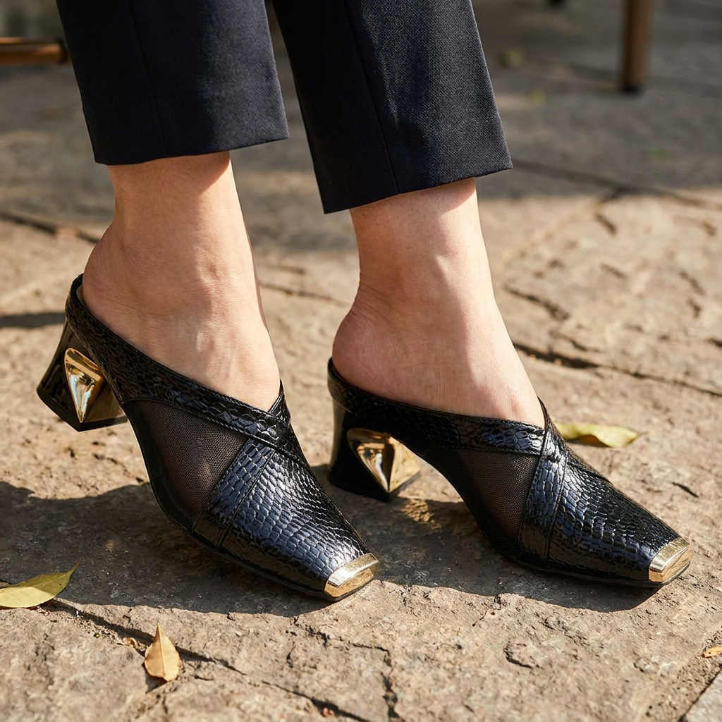 Colette Square Toe Mesh Mules – All-Match Comfort Flats
