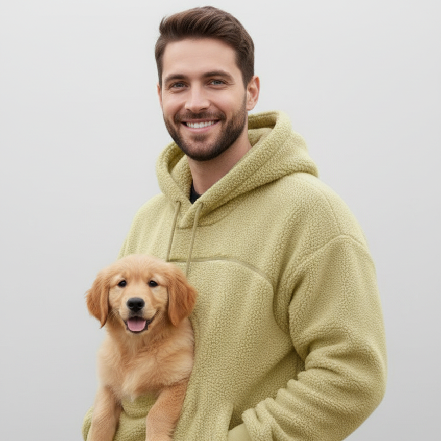 Unisex Oversized Fleece Front Pet Pouch Hoodie