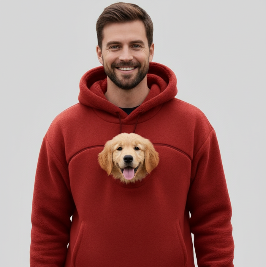 Unisex Oversized Fleece Front Pet Pouch Hoodie