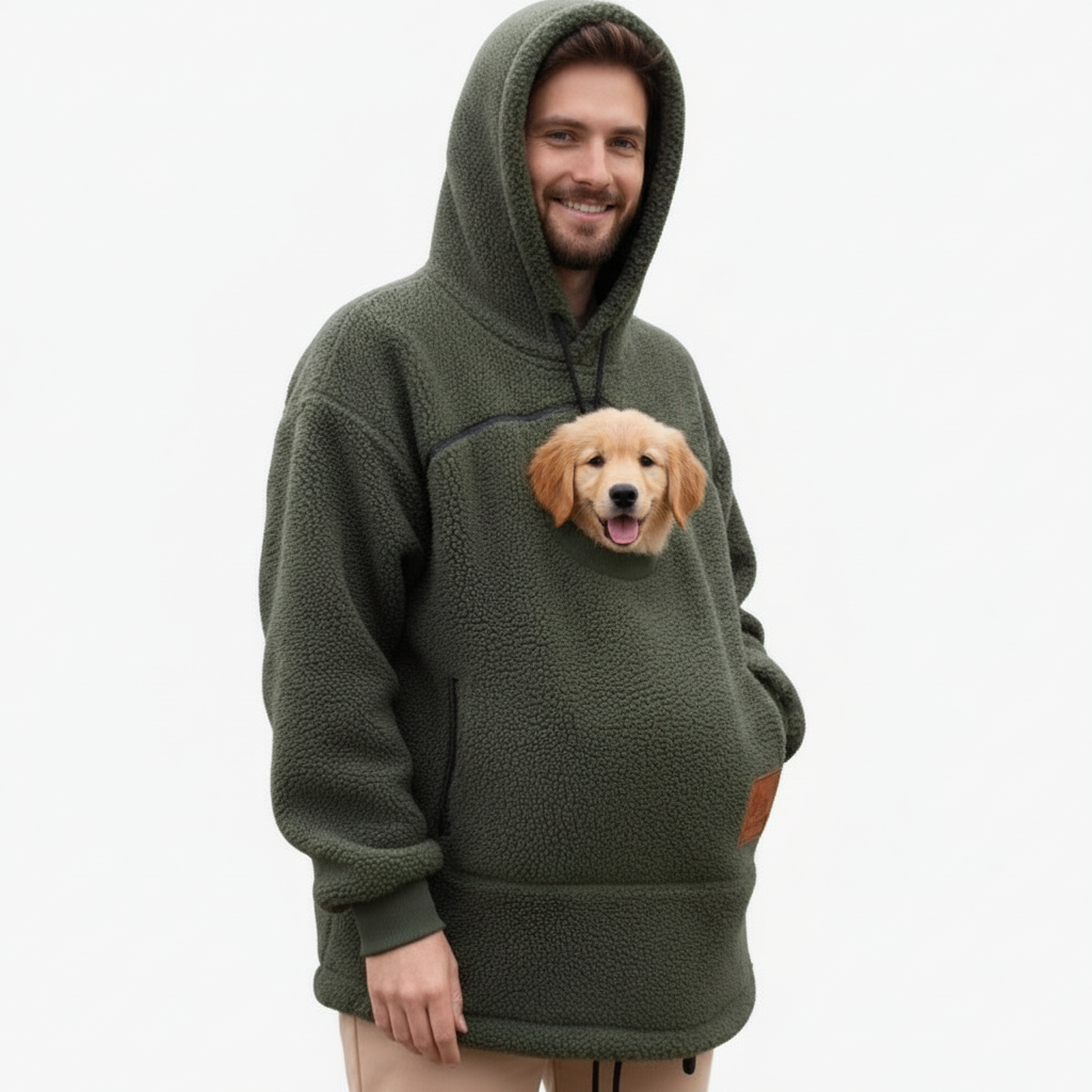 Unisex Oversized Fleece Front Pet Pouch Hoodie
