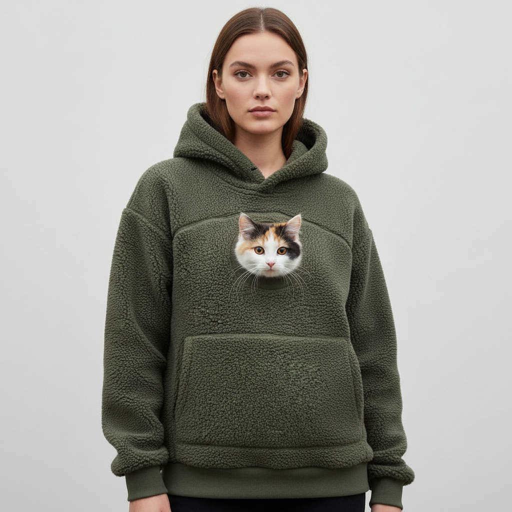 Unisex Oversized Fleece Front Pet Pouch Hoodie