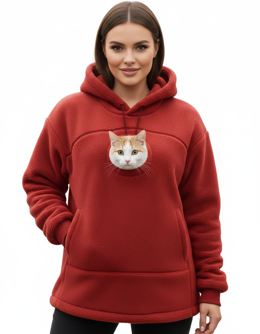 Unisex Oversized Fleece Front Pet Pouch Hoodie