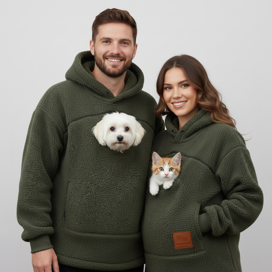Unisex Oversized Fleece Front Pet Pouch Hoodie