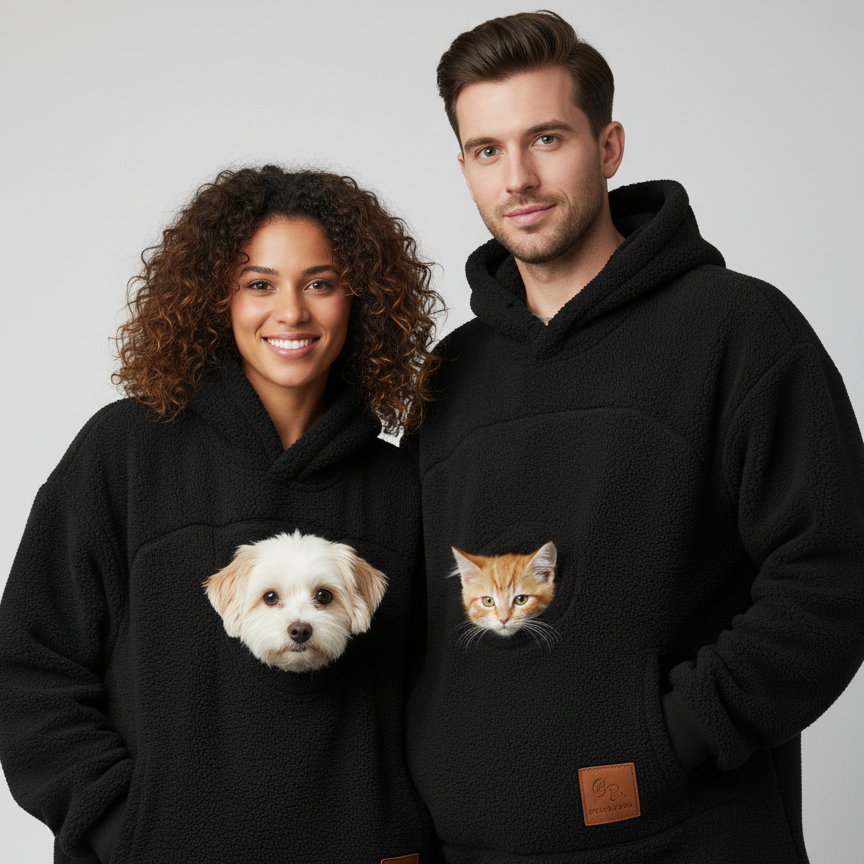 Unisex Oversized Fleece Front Pet Pouch Hoodie