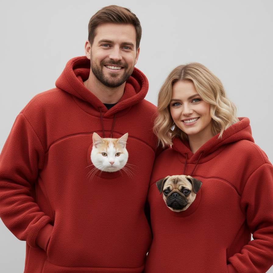Unisex Oversized Fleece Front Pet Pouch Hoodie