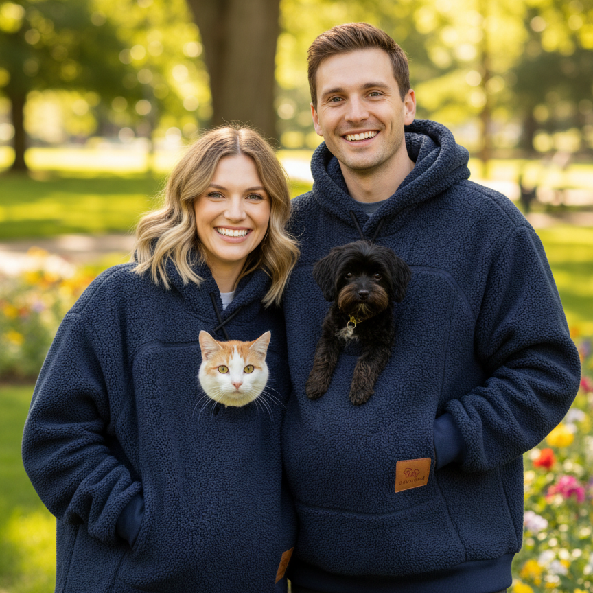 Unisex Oversized Fleece Front Pet Pouch Hoodie