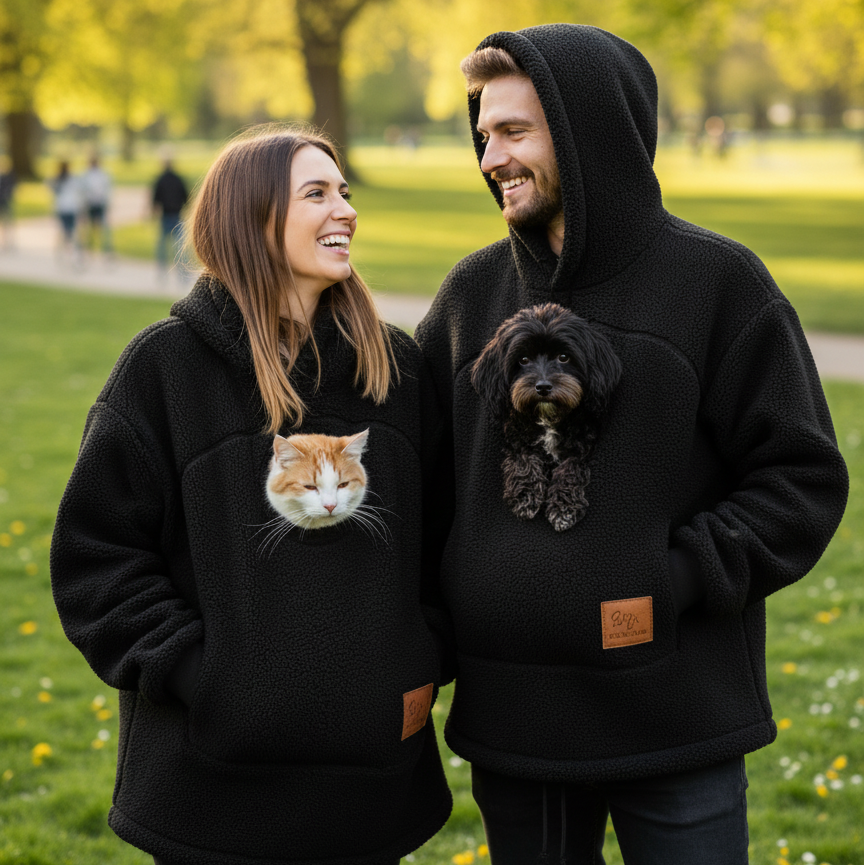 Unisex Oversized Fleece Front Pet Pouch Hoodie