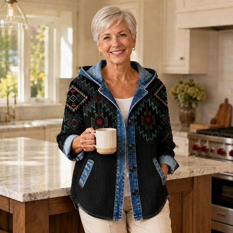Women’s Printed Patchwork Casual Jacket