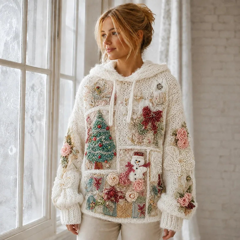 Women’s 3D-Print Knit Pullover Sweatshirt