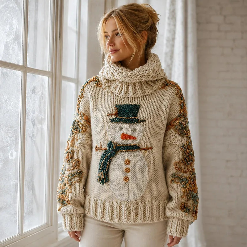 Women’s 3D-Print Knit Pullover Sweatshirt