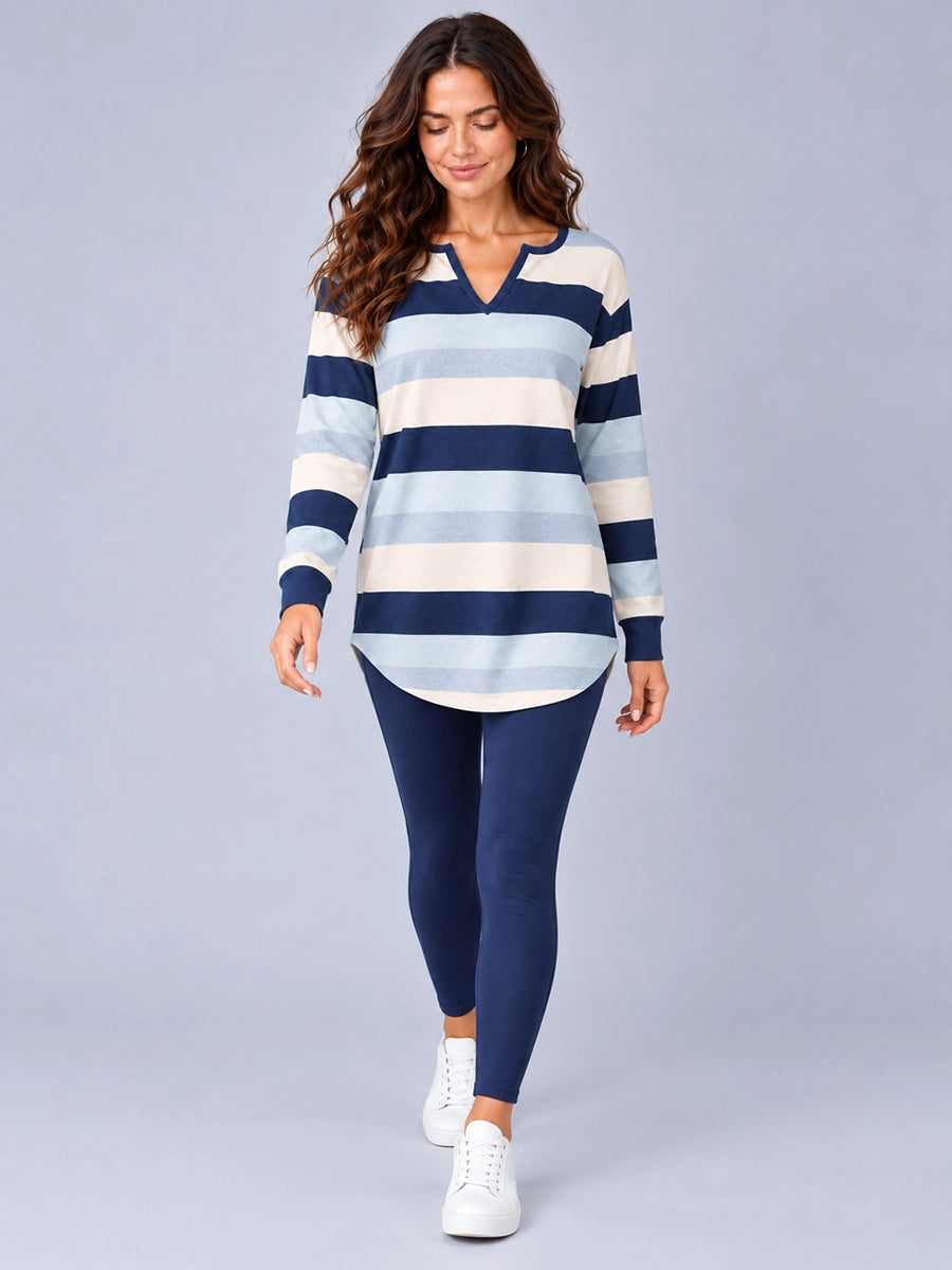 Women's Colorblock Long-Sleeve Top and Leggings Set