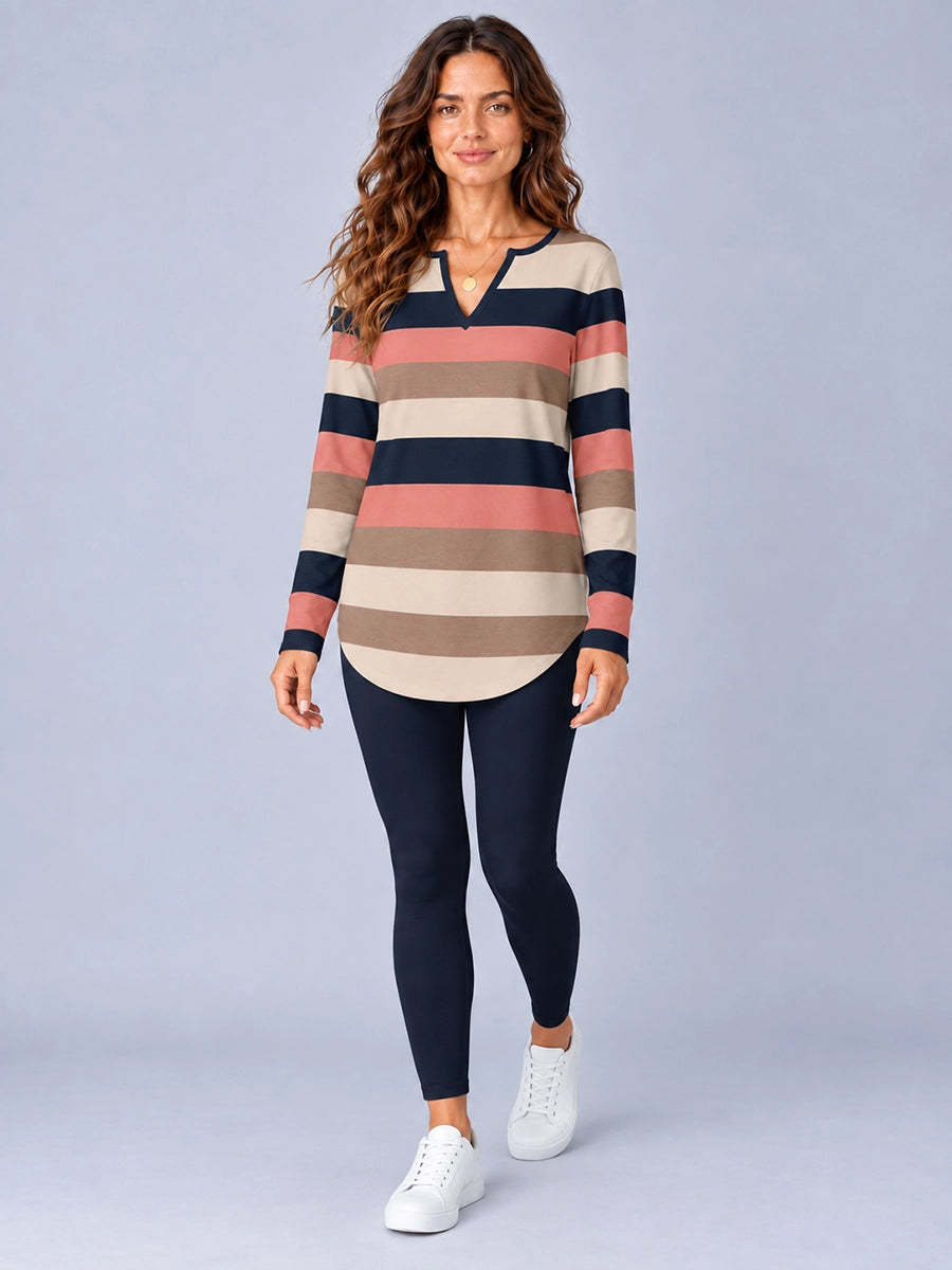 Women's Colorblock Long-Sleeve Top and Leggings Set