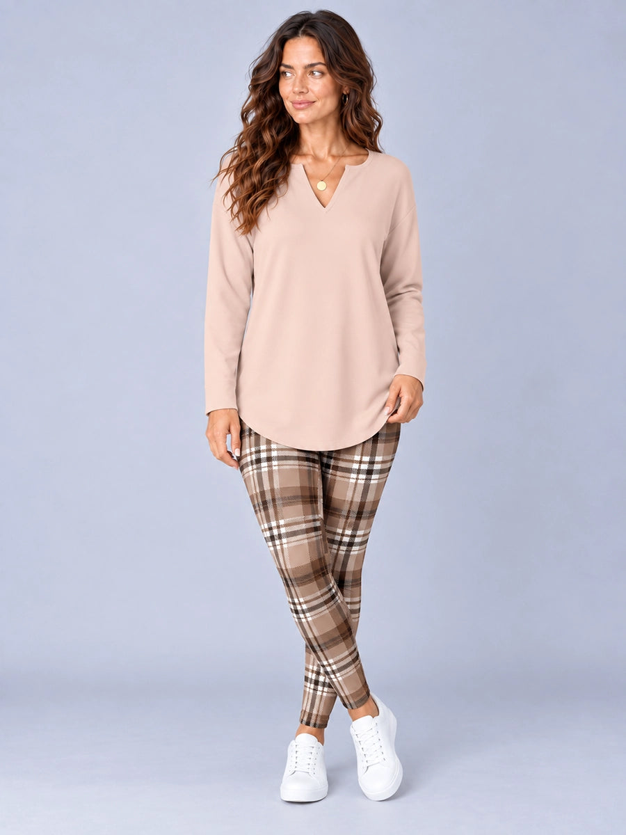 Women's Colorblock Long-Sleeve Top and Leggings Set