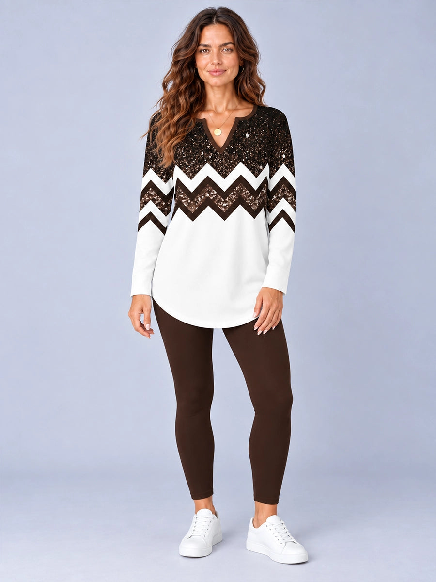 Women's Colorblock Long-Sleeve Top and Leggings Set