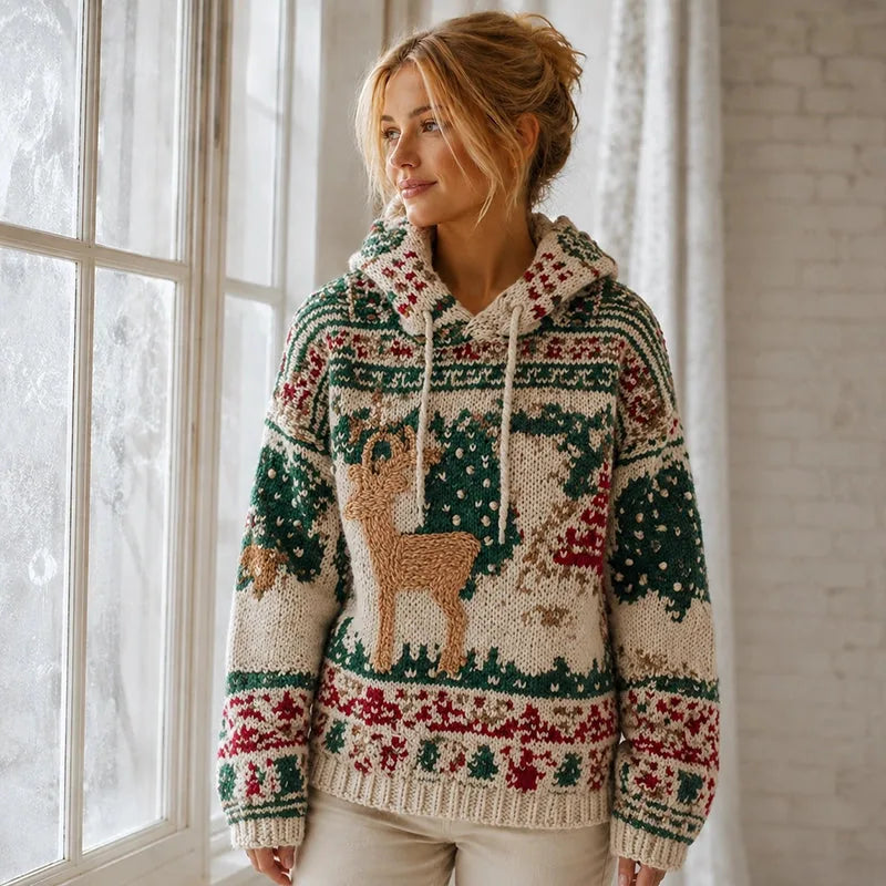 Women’s 3D-Print Knit Pullover Sweatshirt