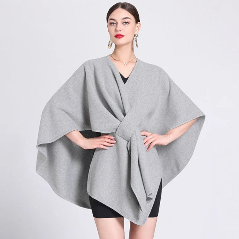 Women’s Vintage Wool-Look Cape Wrap Shawl