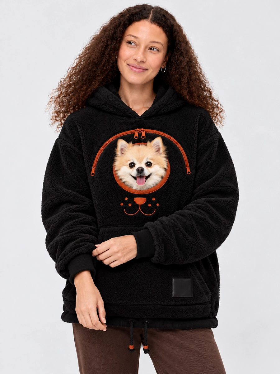 Women’s Fleece Pet-Carrier Hoodie with Front Pouch