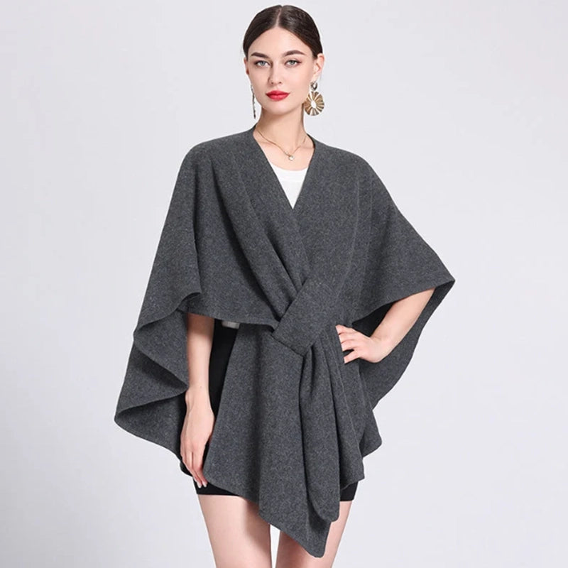 Women’s Vintage Wool-Look Cape Wrap Shawl