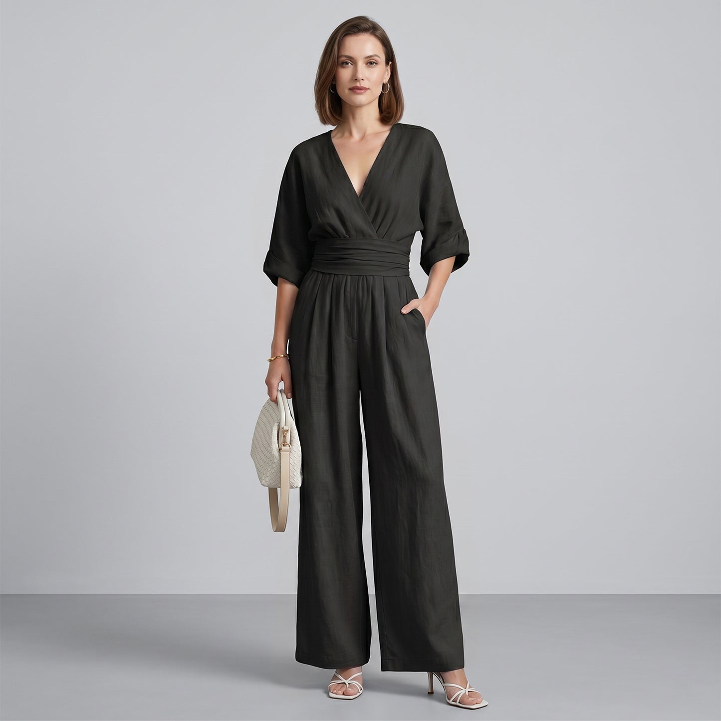 V Neck High Waist One Piece Outfit for Casual Summer Wear