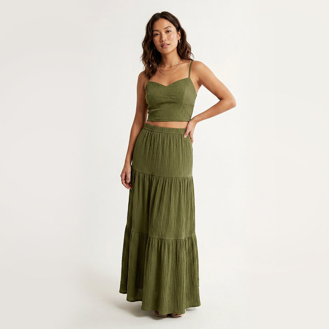 Crop Top Cami & Maxi Skirt Set