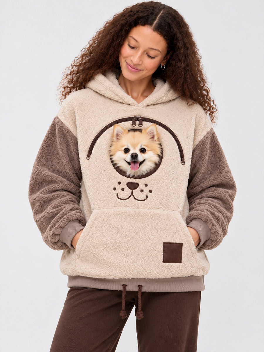 Women’s Fleece Pet-Carrier Hoodie with Front Pouch