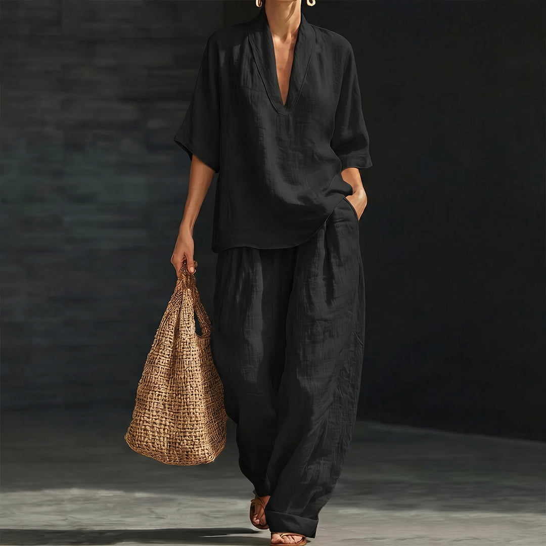 Casual Cozy Minimalist Linen Two-piece Set
