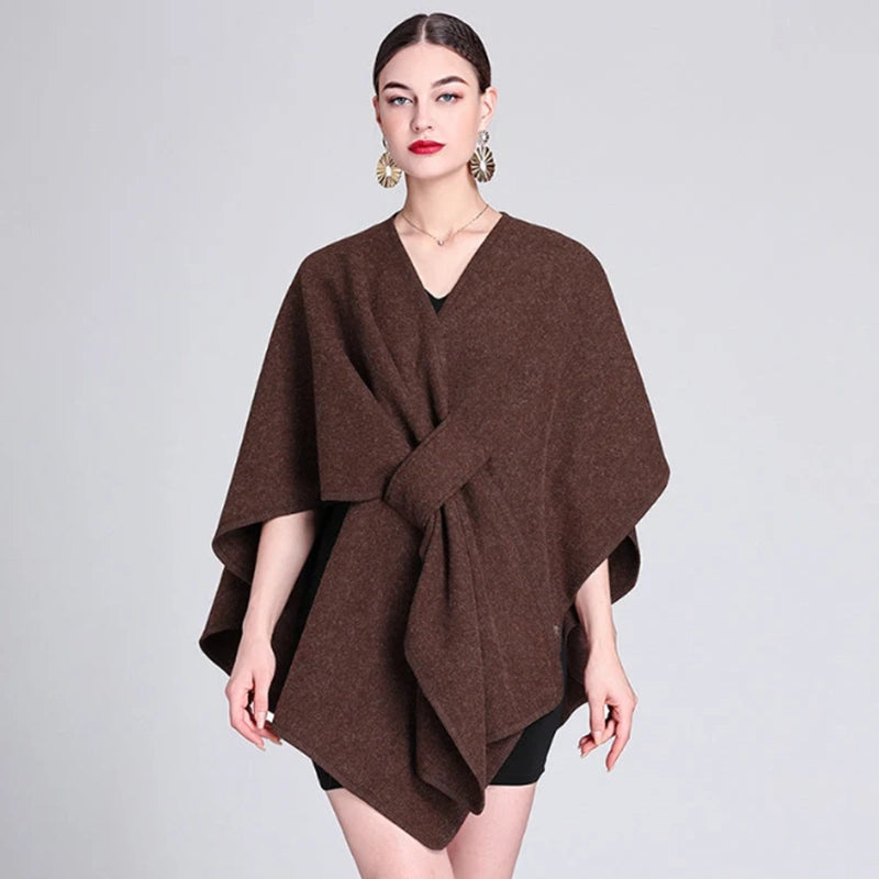 Women’s Vintage Wool-Look Cape Wrap Shawl