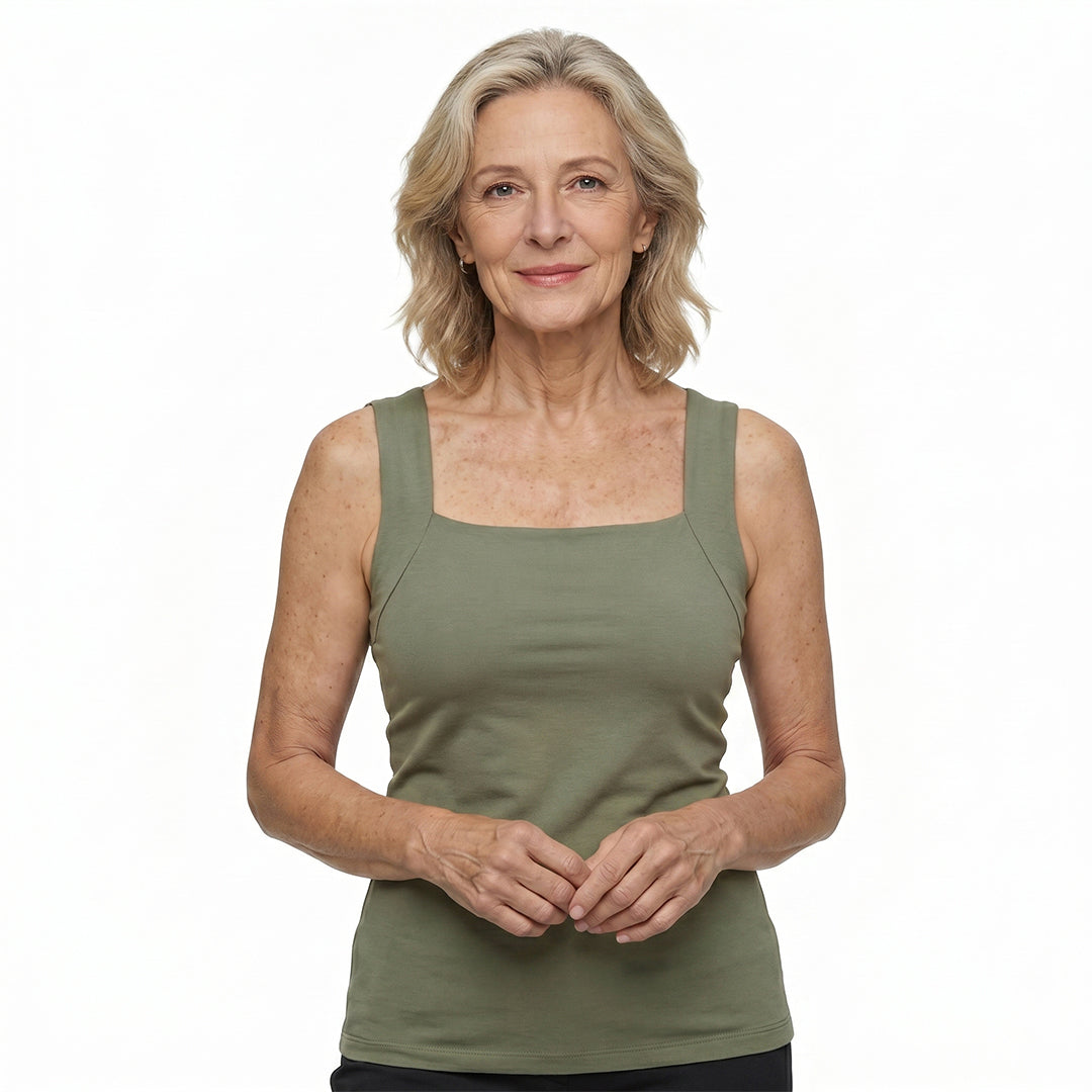 Women's U Neck Thermal Tank Tops with Built-In Bra