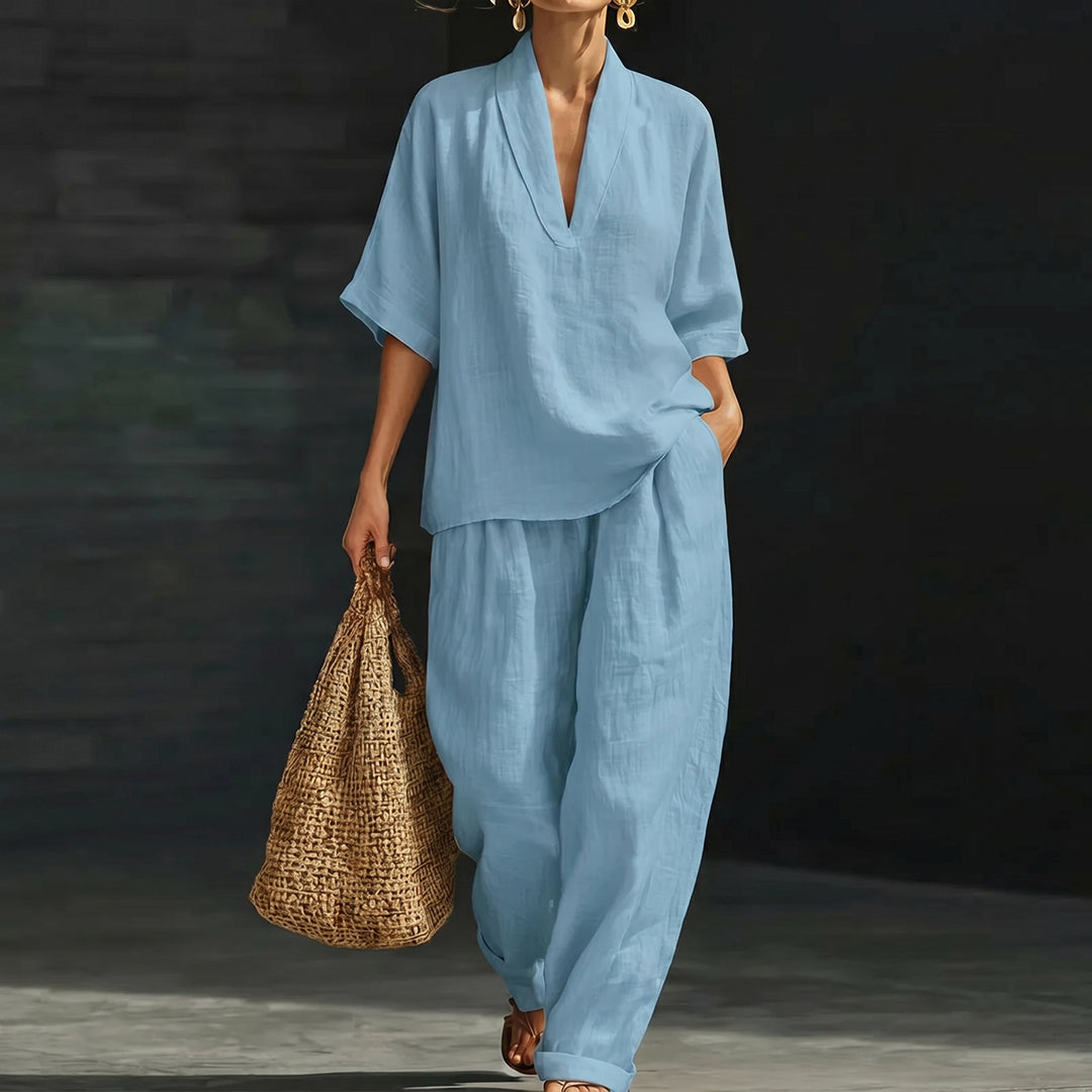 Casual Cozy Minimalist Linen Two-piece Set