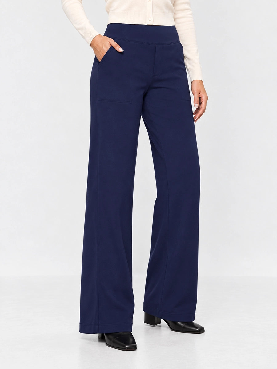 Fleece-Lined High-Waist Straight-Leg Pants for Chilly Days