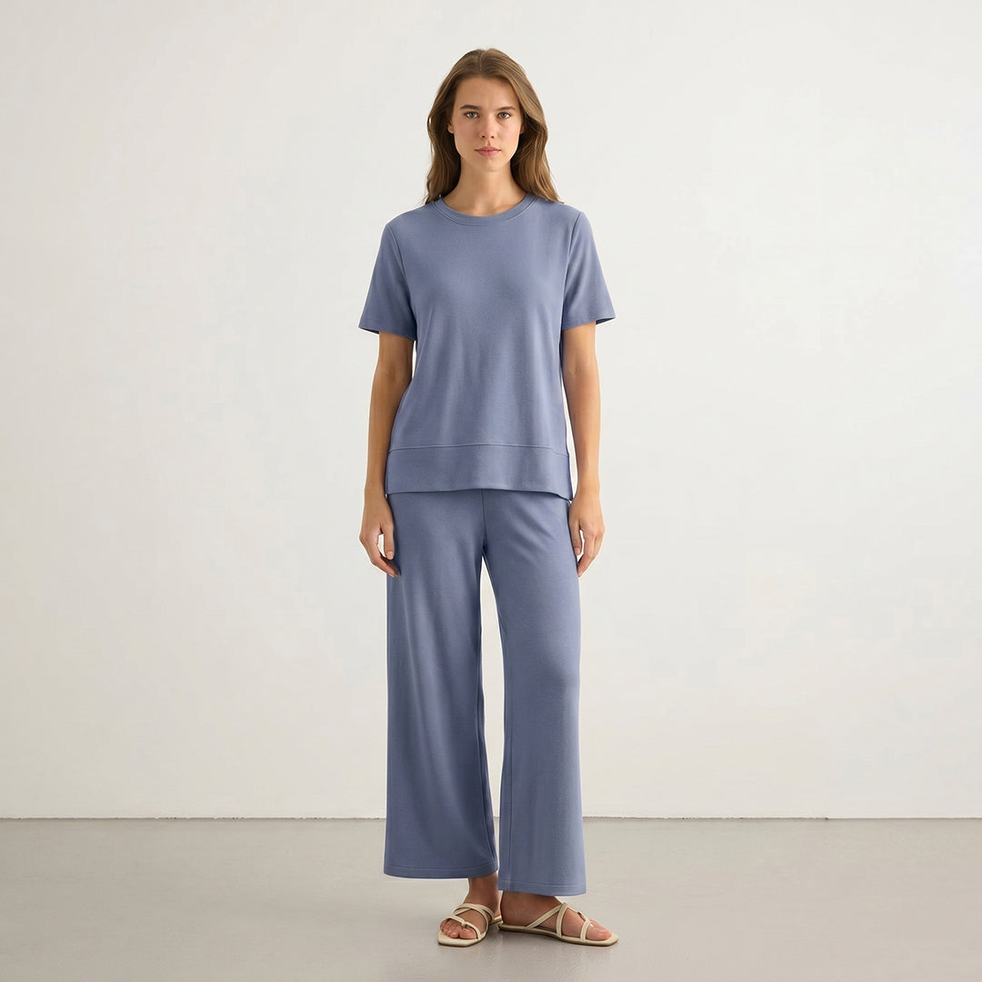 Women’s 2-Piece Summer Lounge Set – Casual Wide Leg Outfit