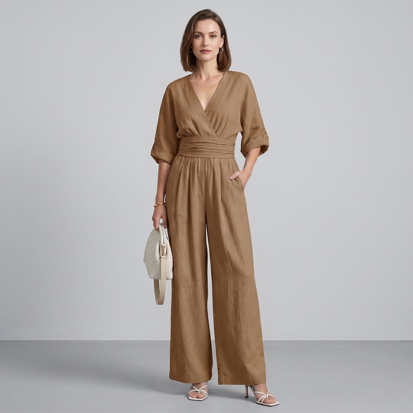 V Neck High Waist One Piece Outfit for Casual Summer Wear