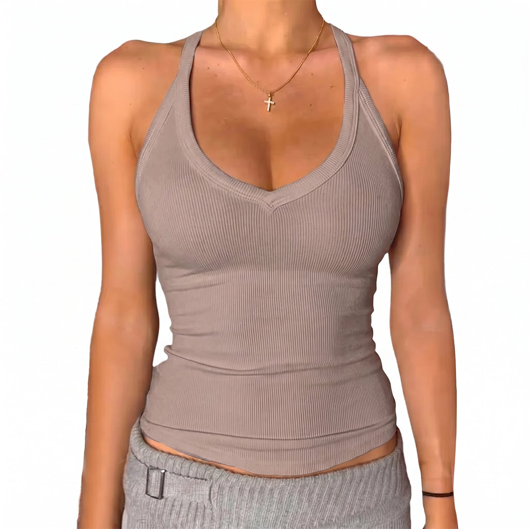 Sexy Halter Tank Top With Padded Bra 2 Pieces