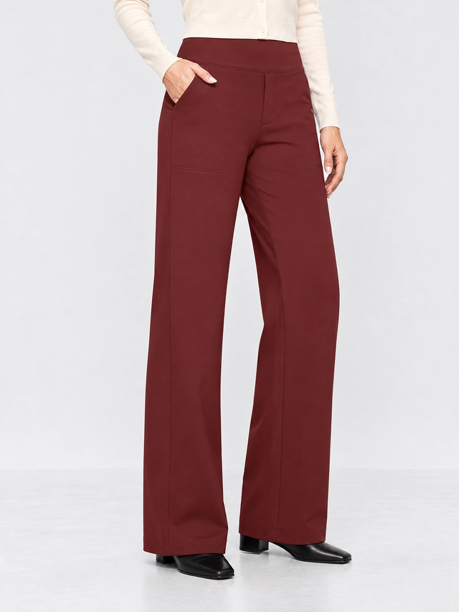 Fleece-Lined High-Waist Straight-Leg Pants for Chilly Days