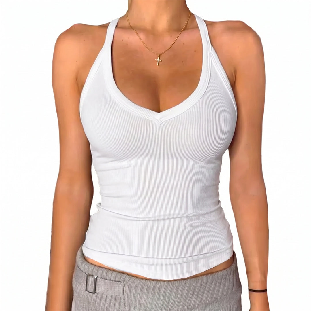 Sexy Halter Tank Top With Padded Bra 2 Pieces