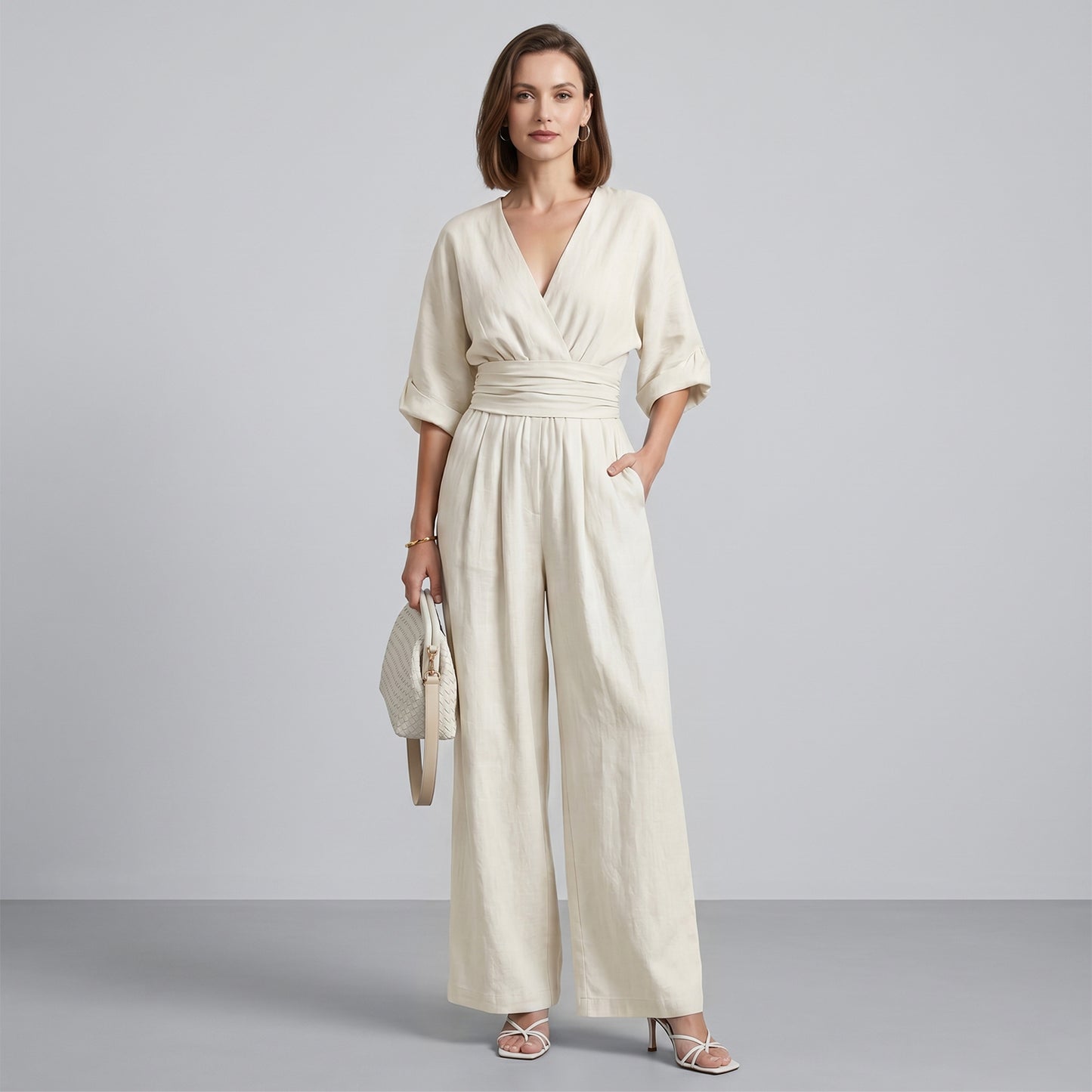 V Neck High Waist One Piece Outfit for Casual Summer Wear